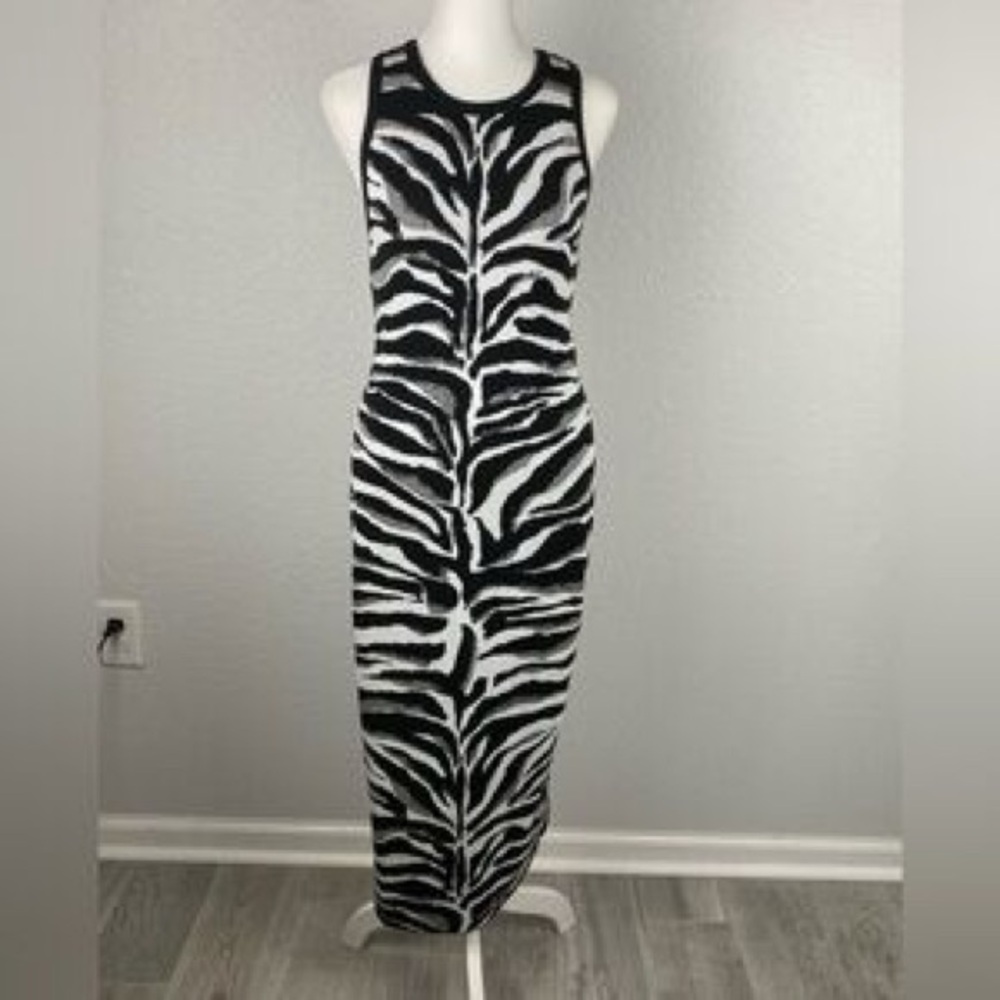 Express Black & White Zebra-Print Maxi Dress
